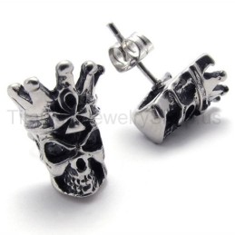 Brincos De Titânio Com Caveira De Olhos Brancos