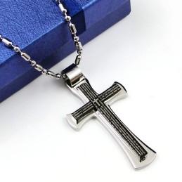 Colar Com Pingente De Titânio Puro Cool Man Black Cross (Novo)