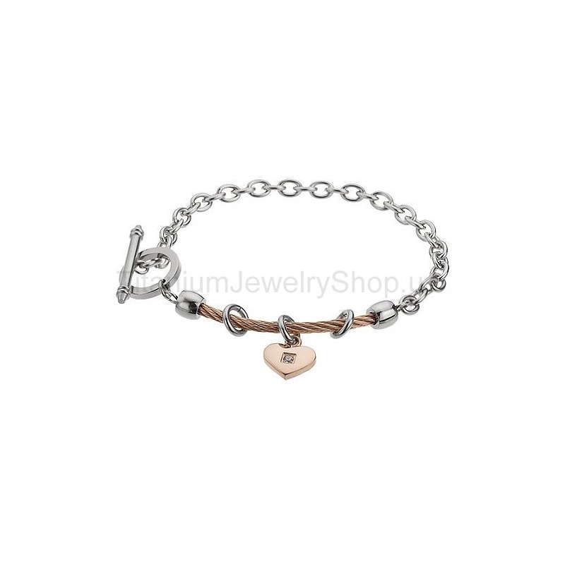 Pulseira De Titânio Com Cabo Em Formato De Coração Pulseira De Titânio Com Cabo Em Formato De Coração