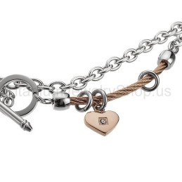 Pulseira De Titânio Com Cabo Em Formato De Coração
