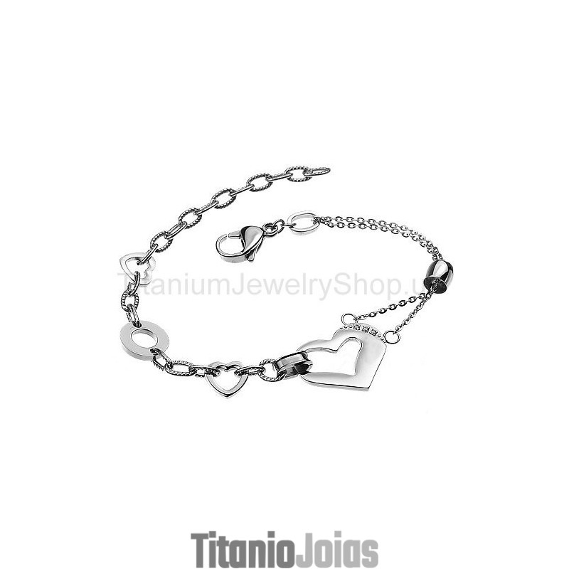 Pulseira De Titânio Com Pingente Em Formato De Coração Pulseira De Titânio Com Pingente Em Formato De Coração