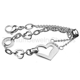 Pulseira De Titânio Com Pingente Em Formato De Coração