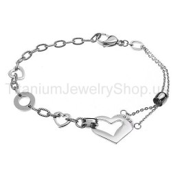 Pulseira De Titânio Com Pingente Em Formato De Coração