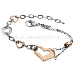 Pulseira De Titânio Com Pingente Em Formato De Coração