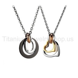 Pingentes De Titânio Two Circles Lovers