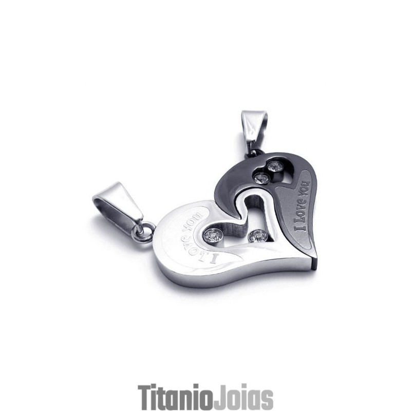 Pingentes De Titânio Preto E Coração Com Diamantes - Correntes Grátis Pingentes De Titânio Preto E Coração Com Diamantes - Correntes Grátis