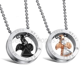 Pingentes De Titânio Em Ângulo Com Strass E Correntes Grátis Gx627 Em Ouro Rosa E Preto