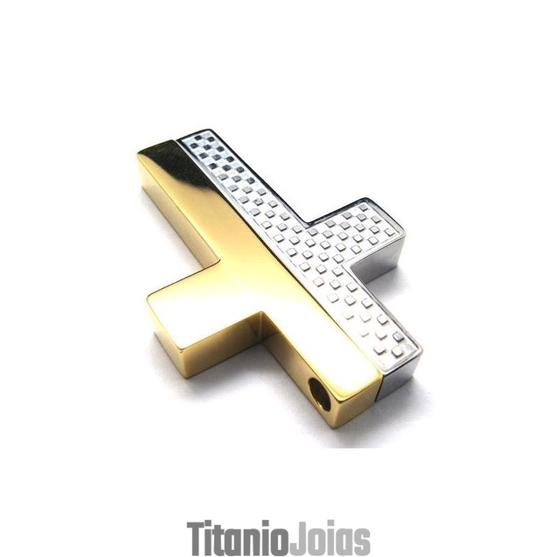 Pingente De Aço Titânio Com Cruz De 2 Peças (Corrente Grátis) Pingente De Aço Titânio Com Cruz De 2 Peças (Corrente Grátis)