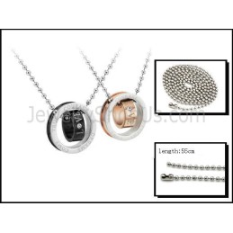 Anéis De Titânio Em Ouro Rosa E Preto Com Pingentes Para Amantes Com Strass E Correntes Grátis C505