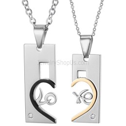 Pingentes "Love" Lovers Em Titânio, Ouro Rosa E Preto, Com Strass E Correntes Grátis C539