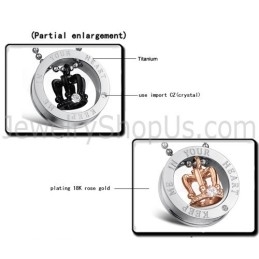 Coroas Reais Em Titânio, Ouro Rosa E Preto, Pingentes "Keep Me In Your Heart" Para Amantes, Com Strass E Correntes Grátis C603
