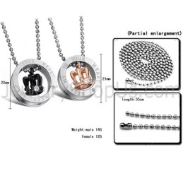 Coroas Reais Em Titânio, Ouro Rosa E Preto, Pingentes "Keep Me In Your Heart" Para Amantes, Com Strass E Correntes Grátis C603