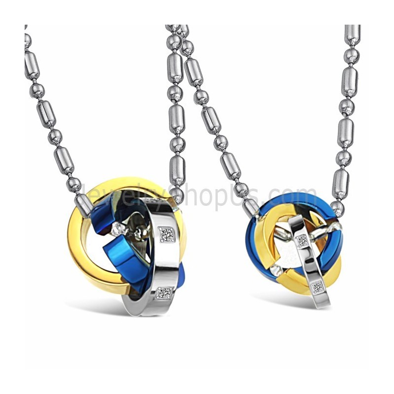 Anéis De Titânio Com Pingentes Para Amantes, Três Cores, Com Strass E Correntes Grátis C642 Anéis De Titânio Com Pingentes Para Amantes, Três Cores, Com Strass E Correntes Grátis C642