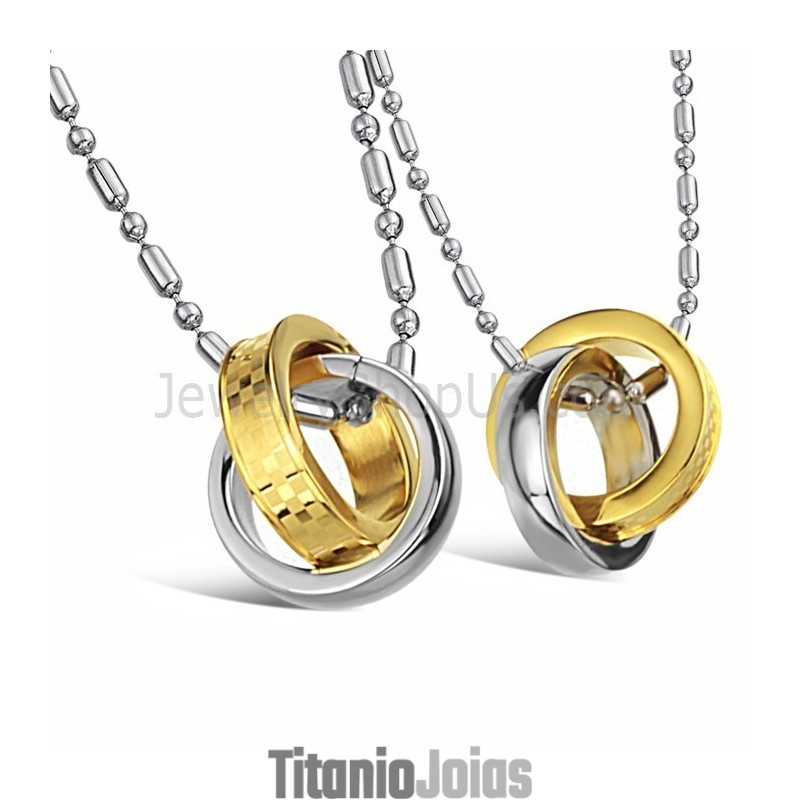 Anéis De Titânio, Ouro E Prata, Pingentes Para Amantes Com Correntes Grátis C643 Anéis De Titânio, Ouro E Prata, Pingentes Para Amantes Com Correntes Grátis C643