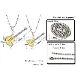 Pingentes De Guitarra Em Titânio Dourado Com Correntes Grátis C343