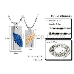 Pingentes De Membro De Anjo Em Titânio Azul E Ouro Rosa Com Strass E Correntes Grátis C387