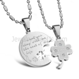 Pingentes De Trevo De Titânio E Prata Com Strass E Correntes Grátis C599