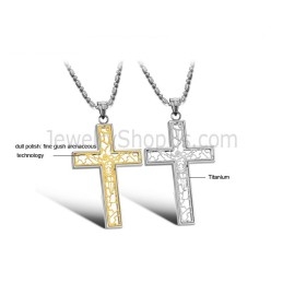 Pingentes De Cruz Vazada Em Titânio, Ouro E Prata, Com Correntes Grátis C709