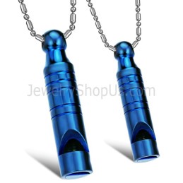 Pingentes De Titânio Azul Whistle Lovers Com Correntes Grátis C205