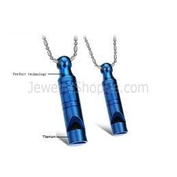 Pingentes De Titânio Azul Whistle Lovers Com Correntes Grátis C205