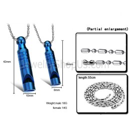 Pingentes De Titânio Azul Whistle Lovers Com Correntes Grátis C205