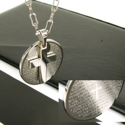 Colar Com Pingente De Aço Titânio Com Cruz De Duas Camadas Para Presente