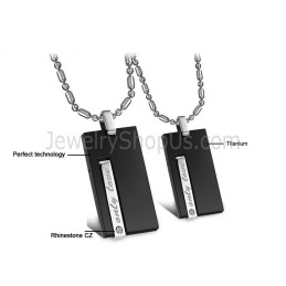 Pingentes Retangulares De Titânio Preto "Only Love" Lovers Com Strass E Correntes Grátis 220