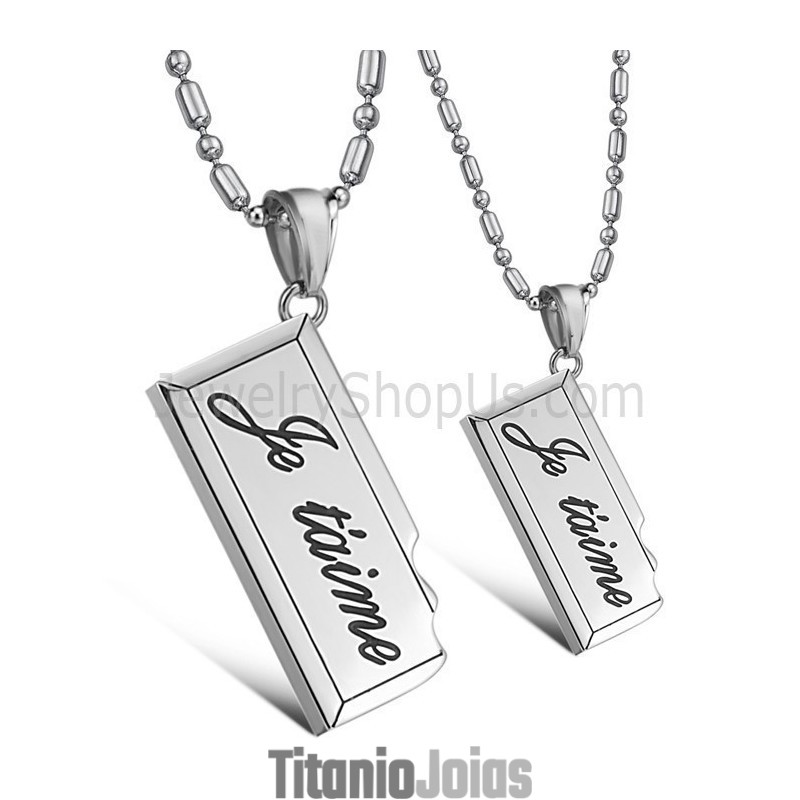 Pingentes De Prata E Titânio Para Amantes Com Correntes Grátis C624 Pingentes De Prata E Titânio Para Amantes Com Correntes Grátis C624