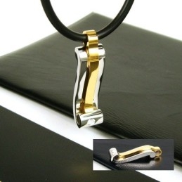 Colar Com Pingente De Aço Titânio E Pedra Preciosa Cool Man Strip