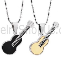 Pingentes De Guitarra Em Titânio, Ouro Rosa E Preto, Com Strass E Correntes Grátis 188