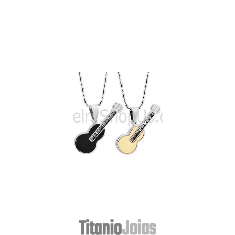 Pingentes De Guitarra Em Titânio, Ouro Rosa E Preto, Com Strass E Correntes Grátis 188 Pingentes De Guitarra Em Titânio, Ouro Rosa E Preto, Com Strass E Correntes Grátis 188