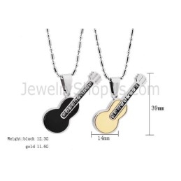 Pingentes De Guitarra Em Titânio, Ouro Rosa E Preto, Com Strass E Correntes Grátis 188