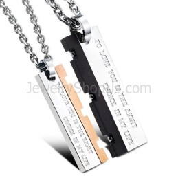 Pingentes De Titânio Em Ouro Rosa E Preto Com Pingentes Great Wall Lovers E Correntes Grátis C621