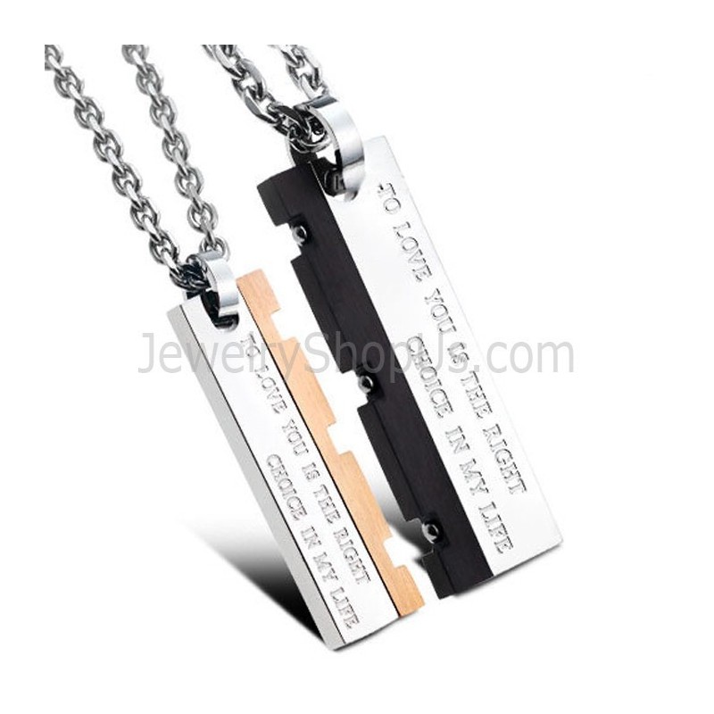 Pingentes De Titânio Em Ouro Rosa E Preto Com Pingentes Great Wall Lovers E Correntes Grátis C621