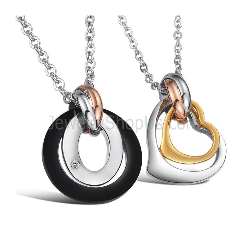 Anéis De Titânio E Pingentes De Amantes Com Strass E Correntes Grátis C606 Anéis De Titânio E Pingentes De Amantes Com Strass E Correntes Grátis C606