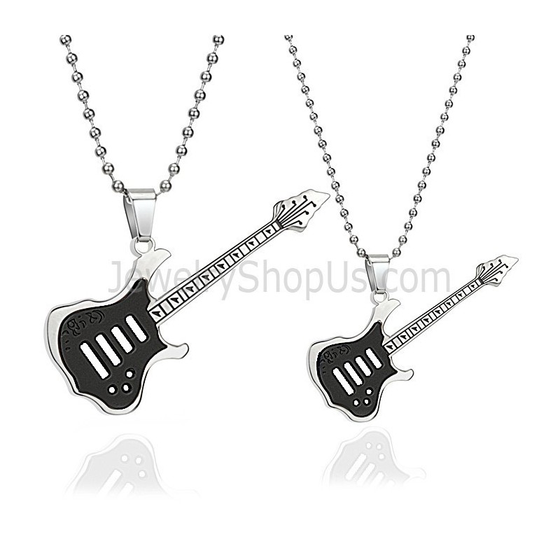 Pingentes De Guitarra Em Titânio Preto Com Correntes Grátis C343 Pingentes De Guitarra Em Titânio Preto Com Correntes Grátis C343