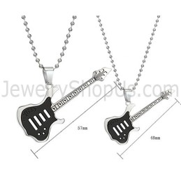 Pingentes De Guitarra Em Titânio Preto Com Correntes Grátis C343
