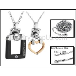 Pingentes De Titânio Preto E Ouro Rosa Com Strass E Correntes Grátis C507