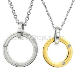 Anéis De Titânio, Prata E Ouro "Lock Our Love" Com Pingentes Para Amantes Com Diamantes E Correntes Grátis C350