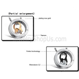 Pingentes De Polvo Em Titânio Preto E Ouro Rosa Com Strass E Correntes Grátis C698