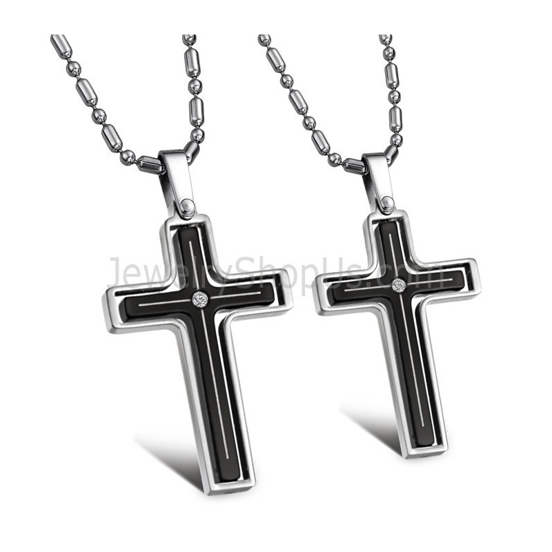 Pingentes De Titânio Com Incrustações De Cruz Para Amantes, Strass E Correntes Grátis 116 Pingentes De Titânio Com Incrustações De Cruz Para Amantes, Strass E Correntes Grátis 116