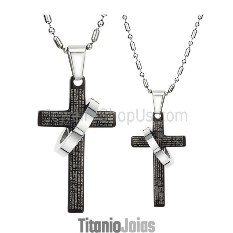 Pingentes De Titânio Com Cruz Preta E Correntes Grátis C287 Pingentes De Titânio Com Cruz Preta E Correntes Grátis C287