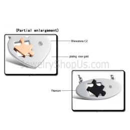 Pingentes De Titânio Com Elipse E Coração De Amantes Com Strass E Correntes Grátis C732