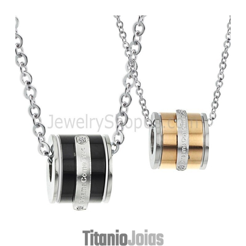 Pingentes De Titânio Em Ouro Rosa E Preto Com Strass E Correntes Grátis 207