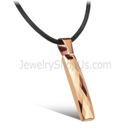 Pingente Retangular De Tungstênio Com Design Multifacetado E Intrincado Em Ouro Rosa C631