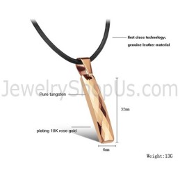 Pingente Retangular De Tungstênio Com Design Multifacetado E Intrincado Em Ouro Rosa C631