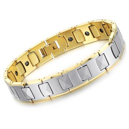 Pulseira De Saúde Com Energia Magnética De Alto Polimento De Tungstênio, Plantação De Ouro 18K C940