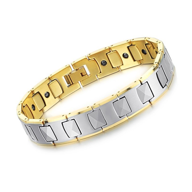 Pulseira De Saúde Com Energia Magnética De Alto Polimento De Tungstênio, Plantação De Ouro 18K C940 Pulseira De Saúde Com Energia Magnética De Alto Polimento De Tungstênio, Plantação De Ouro 18K C940