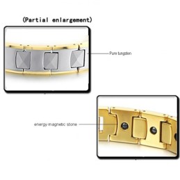 Pulseira De Saúde Com Energia Magnética De Alto Polimento De Tungstênio, Plantação De Ouro 18K C940