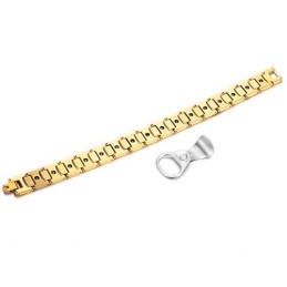 Pulseira De Saúde Com Energia Magnética De Alto Polimento De Tungstênio, Plantação De Ouro 18K C940